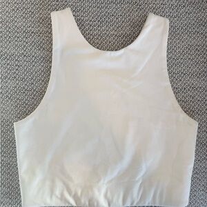 girlfriend collective Dylan sports bra white tank top